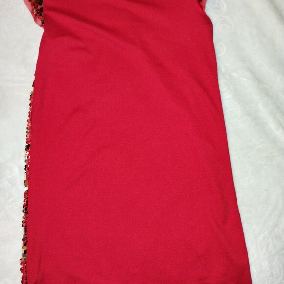 Red Sequined Fancy Girls Dress 6-6X - Picture 2 of 3